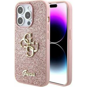 Husa de protectie Guess PU Fixed Glitter 4G Metal Logo Case for iPhone 15 Pro Max (Roz) imagine