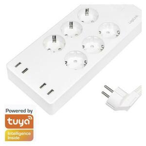 Prelungitor inteligent Logilink SH0105, Wi-Fi, 6 prize, 4x USB-A, 20W, protectie la supracurent/supratensiune/supratemperatura/scurtcircuit, IP20, H05VV-F 3G 1, 5 mm², 1.8m (Alb) imagine