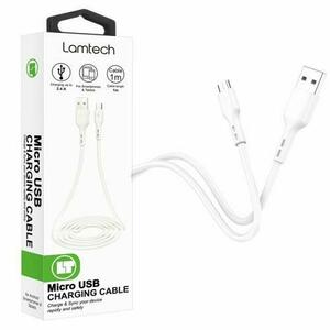Cablu Date Lamtech, USB - MicroUSB, 2.4A, 1m, Alb imagine