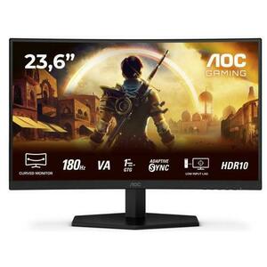 Monitor Gaming VA LED AOC 23.6inch C24G42E, Full HD (1920 x 1080), HDMI, DisplayPort, Ecran curbat, Boxe, 180 Hz, 4 ms (Negru/Rosu) imagine