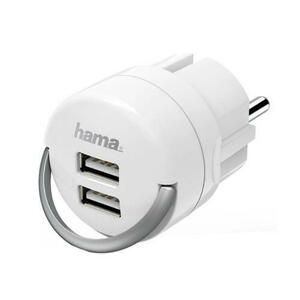 Adaptor priza HAMA 133753, 1 priza, 2 x USB (Alb) imagine