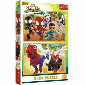 Puzzle pentru copii Trefl din 2 x 24 piese - Spidey si dinozaurii imagine