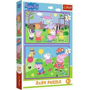 Puzzle pentru copii Trefl din 2 x 24 piese - Peppa Pig pe terenul de joaca imagine