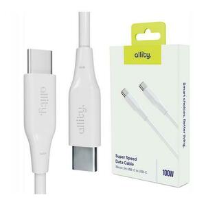 Cablu de date si incarcare Allity AUC-02, USB-C to USB-C, 100W, 2m, Alb imagine