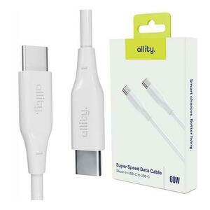 Cablu de date si incarcare Allity AUC-02, USB-C to USB-C, 60W, 1m, Alb imagine