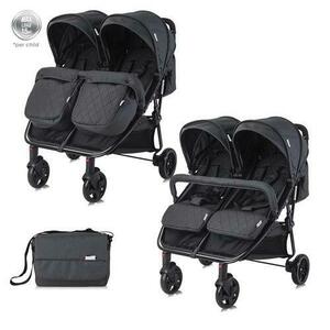 Carucior pentru gemeni Lorelli Duo, 0-30 kg, 0-3 ani (Negru) imagine