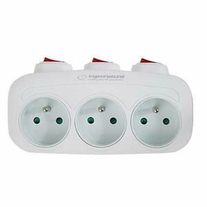 Adaptor triplu stecher Esperanza ELK307W, switch ON/OFF (Alb) imagine