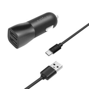 Set incarcator auto 15W si cablu USB-C, FIXED, 1m, Smart Rapid Charge (Negru) imagine