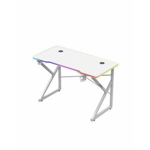 Birou gaming Huzaro Hero 1.7 RGB, 366 efecte lumini, Suport casti si pahar (Alb) imagine