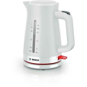 Fierbator de apa Bosch TWK3M121, 1.7l, filtru de calcar, oprire automata, protecţie împotriva supraincalzirii şi funcționarii fara apa, oprire în momentul ridicarii canii de pe suport (Alb) imagine