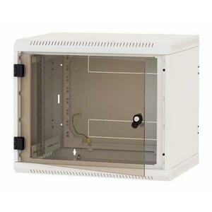 Rack de perete Triton sectiune simpla 12U 600mm adancime usa sticla panouri laterale fixe sectiuni ventilatie activa, sectiuni acces cabluri sus/jos/spate securizare cu cheie, 1 pereche montanti reglabili IP30 (Gri) imagine