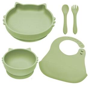 Set 5 piese dversificare din silicon, AppeKids Kitty Raw Green imagine