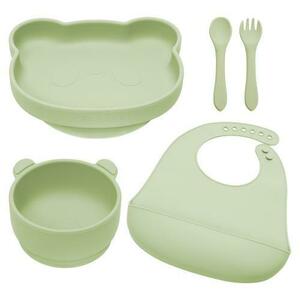 Set 5 piese diversificare din silicon, AppeKids Panda Raw Green imagine