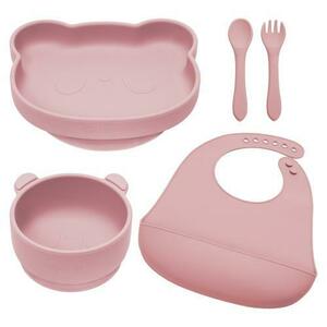 Set 5 piese diversificare din silicon, AppeKids Panda Old Rose imagine