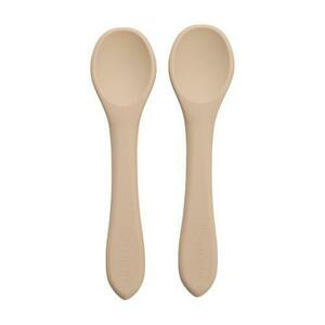 Set 2 Lingurite din silicon, AppeKids Bubble Beige imagine