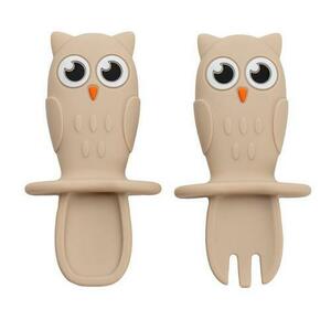 Set Tacamuri din silicon, AppeKids OWL Bubble Beige imagine