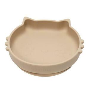 Bol din silicon cu ventuza, AppeKids Kitty II Bubble Beige imagine