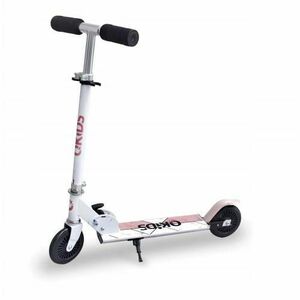 Trotineta copii Qkids Flo, Aluminiu, Rulmenti ABEC-9, Inaltime 65 cm, Alb/Roz imagine