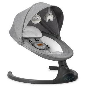 Leagan pentru copii, Momi LAMI, Electric, Bluetooth, Ajustare in 5 trepte, Baldachin si plasa de tantari, 2 Jucarii atasate cu velcro (Gri inchis) imagine