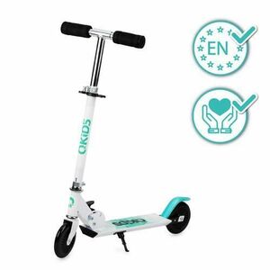 Trotineta copii QKIDS FLO Blue, Rulmenti ABEC-9, Roti poliuretan 85A, Ghidon T-shape, Platforma anti-derapanta, Defender brake, Aluminiu imagine