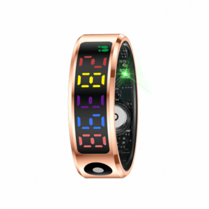 Inel inteligent iSEN R12 Smart ring, Ritm cardiac, Oxigen in sange, HRV, Stres, Somn, Contor pasi distanta si calorii, Temperatura, Moduri sport, Fotografi la distanta, Carcasa de incarcare, 16 mAh (Auriu) imagine