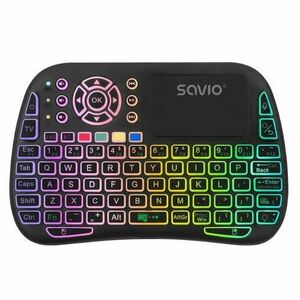 Tastatura multifunctionala Savio KW-04, Bluetooth/2.4GHz, Compatibil TV BOX, Smart TV, Console, PC, Iluminare ARGB (Negru) imagine
