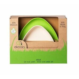Set 2 farfurii eKoala BIOplastic, Alb/Verde imagine