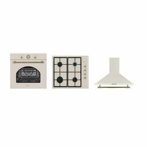 Pachet rustic incorporabil Trio Dolce Vita Vintage cuptor electric, plita gaz si hota, Studio Casa, Clasa energetica A, 6 functii, Grill, Ventilator, Gratare fonta, Crem imagine