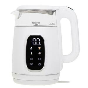Fierbator de apa Adler AD 1305WS, 1.7 l, 2200 W, Afisaj LED, Baza pivotanta 360, Filtru calcar, 5 presetari (Alb/Argintiu) imagine