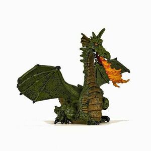 Figurina Papo - Dragon inaripat cu flacara (Verde) imagine