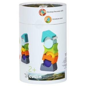 Jucarie din lemn Cubika - Set constructii Turn cu acoperis turquoise imagine