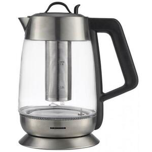 Fierbator cu filtru de ceai Heinner HEK-TF18GX, 1.8 L, 5 setari temperatura, iluminare colorata, control touch, element inox, oprire automata (Inox/Sticla) imagine