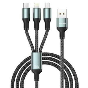 Cablu Incarcare USB-A - Lightning / microUSB / USB-C Sendem M51 3in1, 200W, 1.2m, Gri imagine