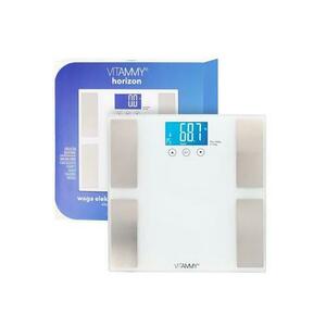 Cantar corporal electronic multifunctional Vitammy Horizon, pentru intreaga familie, analiza corporala completa, 10 utilizatori, greutate maxima 150 kg (Alb) imagine