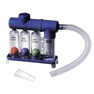 Dispozitiv pentru antrenamentul respiratiei Koo Tri-Gym, trei cilindri, tub cu mustiuc (Albastru) imagine