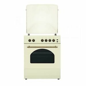 Aragaz rustic Samus SR660S4C1, Gaz, 3 arzatoare + 1 arzator WOK, Aprindere electrica plita, Gratare fonta, 55 l, Lumina cuptor, Timer (Bej) imagine