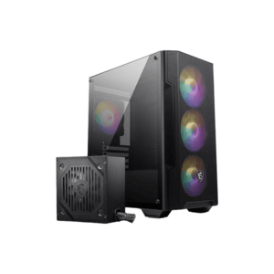 Carcasa MSI MAG FORGE M100A D60, Micro ATX Tower, RGB, Sursa 600W, 80+, Negru imagine