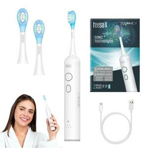 Periuta de dinti electrica Teesa Sonic Elite, 31.000 miscari pe minut, set cu 2 capete schimbabile, Alb imagine