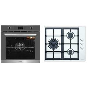 Pachet Samus V5 Cuptor incorporabil Samus SC626GDX9 GRAY, Electric, 75 L, Ventilator cu aer cald, 9 functii de preparare + Plita incorporabila Samus PSG-63SX1, Gaz, 3 arzatoare, Arzator Wok, Aprindere electrica (Inox) imagine