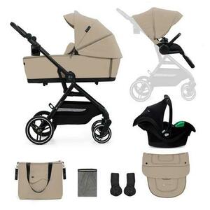 Carucior sport 3 in 1 Kinderkraft Yoxi, 0-22kg, landou, scoica auto, pliabil, Bej imagine