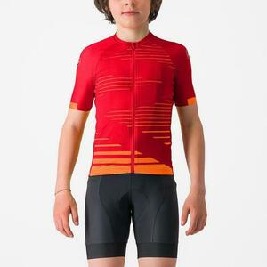 Tricou cu maneca scurta Castelli Aero Kid pentru copii, 6A, Rosu/Portocaliu imagine