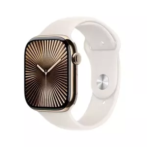 Smartwatch Apple Watch 10 GPS + Cellular 42mm Carcasa Gold Titanium Bratara Starlight Sport - S/M imagine