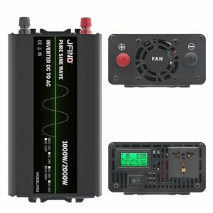 Invertor auto JFIND JF02, unda sinusoidala pura, 12V la 220V, 1000W continuu, 2000W varf, afisaj LCD, protectii multiple, ideal pentru auto, rulote, unelte, aparate sensibile imagine