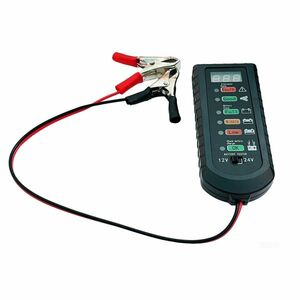 Tester Digital de Baterie Auto Techstar 12V/24V cu Afisaj LED, Diagnostic Alternator si Indicator Stare Acumulator – Compatibil Autoturisme, Camioane, SUV imagine