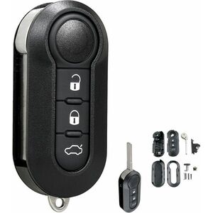 Carcasa Cheie Auto Techstar tip Briceag cu 3 butoane si lama, compatibila Opel Combo D, Fiat 500, Panda, Punto, Bravo, Ducato, Citroen Jumper, Peugeot Boxer – model flip key imagine