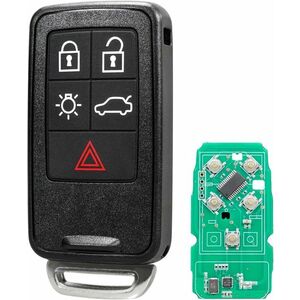 Cheie Auto Programabila Completa 433MHz, Techstar, cu 5 butoane si Cip ID46, Compatibila Volvo S60, V60, V70, XC60, XC70, S80, V40, FCCID: KR55WK49264, cu electronica si lama netaiata imagine