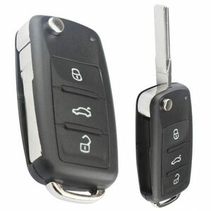Carcasa cheie auto Techstar tip briceag cu 3 butoane pentru Volkswagen – model pliabil, carcasa nedetasabila imagine