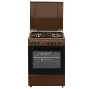 Aragaz mixt Samus SM662AENS BROWN, Gaz, 4 Arzatoare, Arzator Wok, Cuptor electric, 56 L, 59.8 cm (Maro) imagine