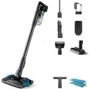 Aspirator vertical Philips XC8055/01, Aqua Plus, 25.2V, durata de functionare pana la 80 min, duza de aspirare PrecisionPower Smart, sistem de filtrare in 5 etape, lumini LED, afisaj digital, 4 accesorii imagine