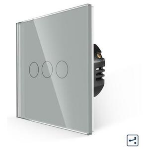 Intrerupator Triplu Cap Scara cu Touch din Sticla LUXION, Serie A (Gri) imagine